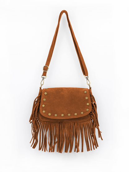 Leren Tas Crossbody Suede - Brown