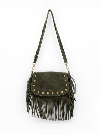 Leren Tas Crossbody Suede - Green