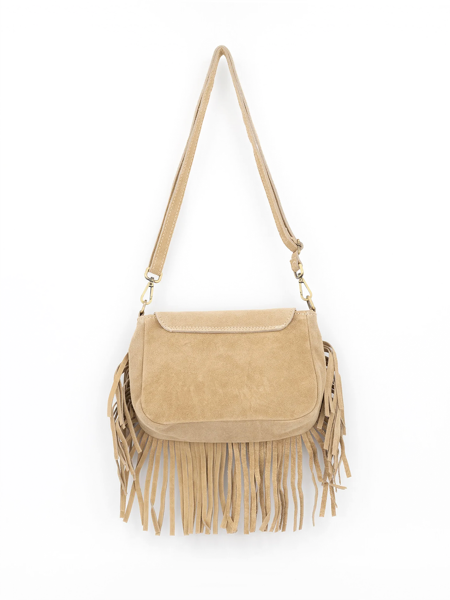 Leren Tas Crossbody Suede - Beige