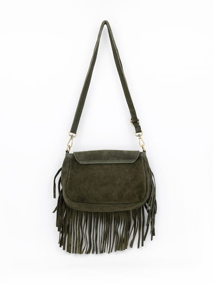 Leren Tas Crossbody Suede - Green