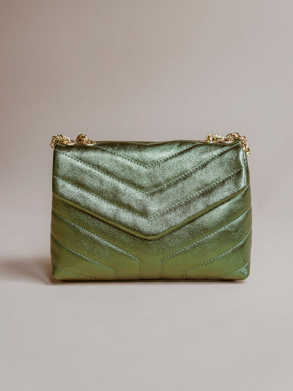 Leren Tas Metallic - Groen