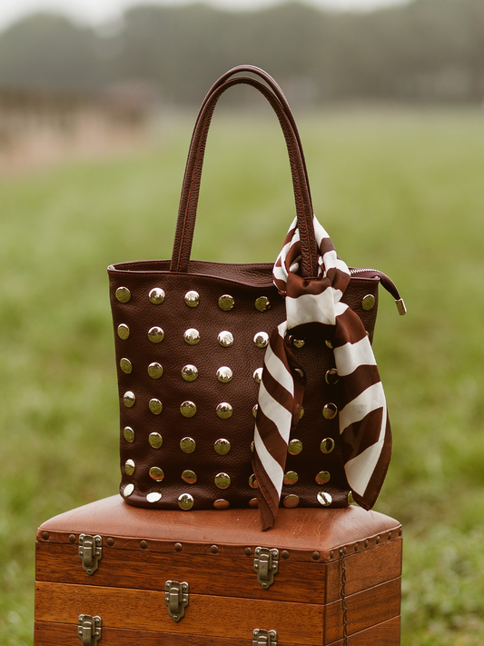 Leren tas Studs - Bordeaux