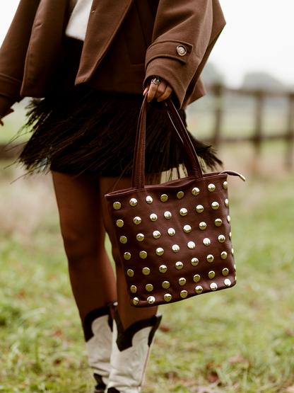 Leren tas Studs - Bordeaux