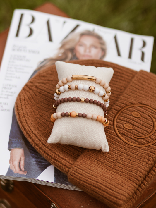 Armband Kralen Beige - Goud