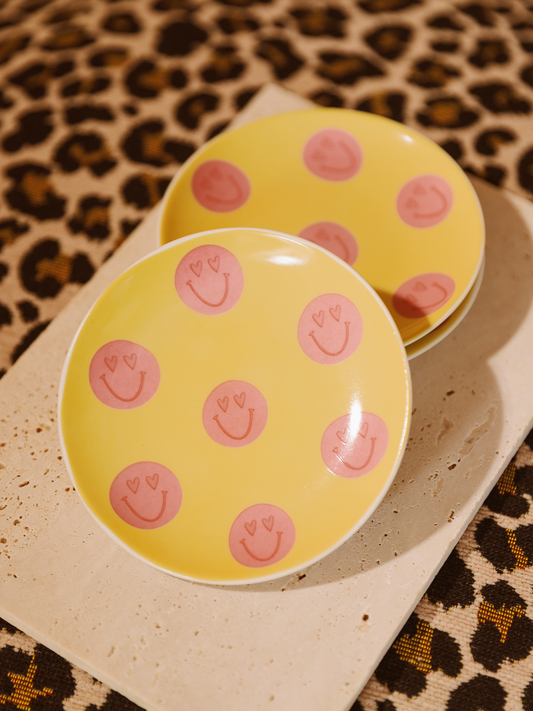 Sieraden Schaaltje Rond Smiley - Geel